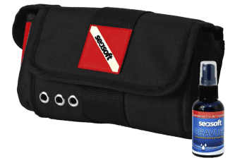 SEASOFT's DELUXE SOFT MASK CASE with included 2 oz. SEAVUE Anti-fog Spray